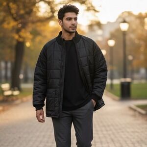 Vintage Jordan Craig Quilted Puffer Jacket Black XL Mens Outerwear NEW